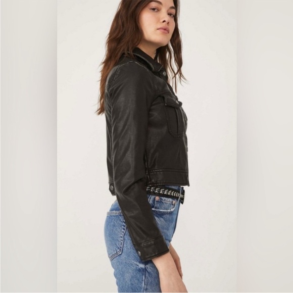 Free People Emma Black Vegan Moto Jacket - Picture 6 of 8